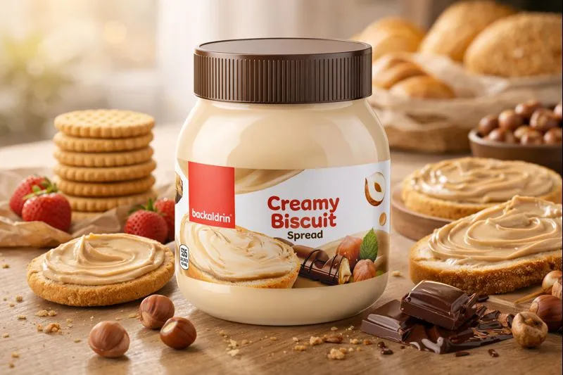 Bueno Creamy Biscuit & Hazelnut Spread - Smooth Chocolate Hazelnut Topping for Toast, Pancakes, Waffles &amp; Desserts - Premium Baking Spread - 12.35 oz Jar