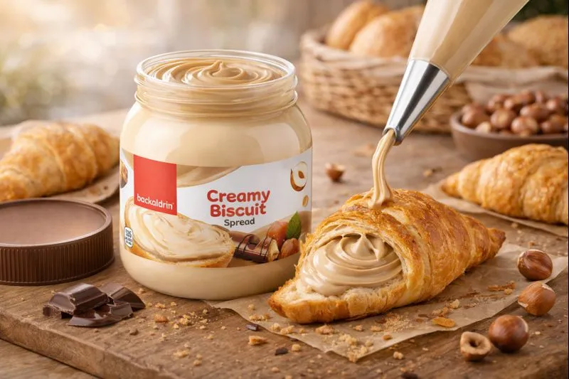 Bueno Creamy Biscuit & Hazelnut Spread - Smooth Chocolate Hazelnut Topping for Toast, Pancakes, Waffles &amp; Desserts - Premium Baking Spread - 12.35 oz Jar