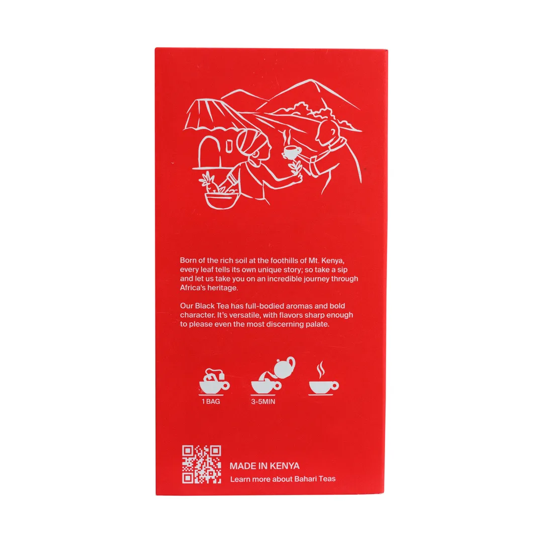 Bahari Teas Kenyan Black Tea - Delicious African Tea Hot or Cold (15 Tea Bags)