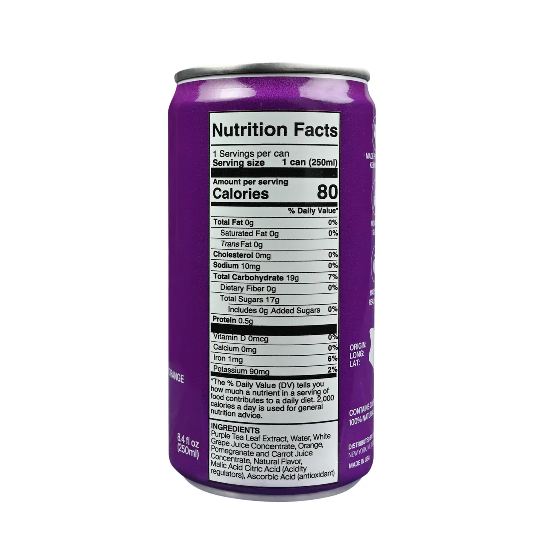 Bahari Teas Kenyan Purple Iced Tea with Pomegranate and Orange - Unique African Grown Canned Beverage (12 pack - 8.4 oz Cans)