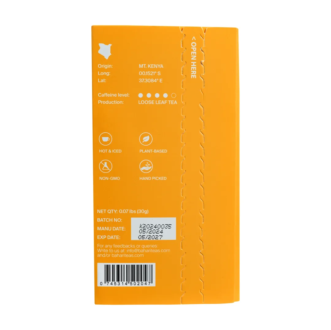 Bahari Teas Kenyan Tropical Black Tea with Pineapple and Mango (15 Tea Bags)