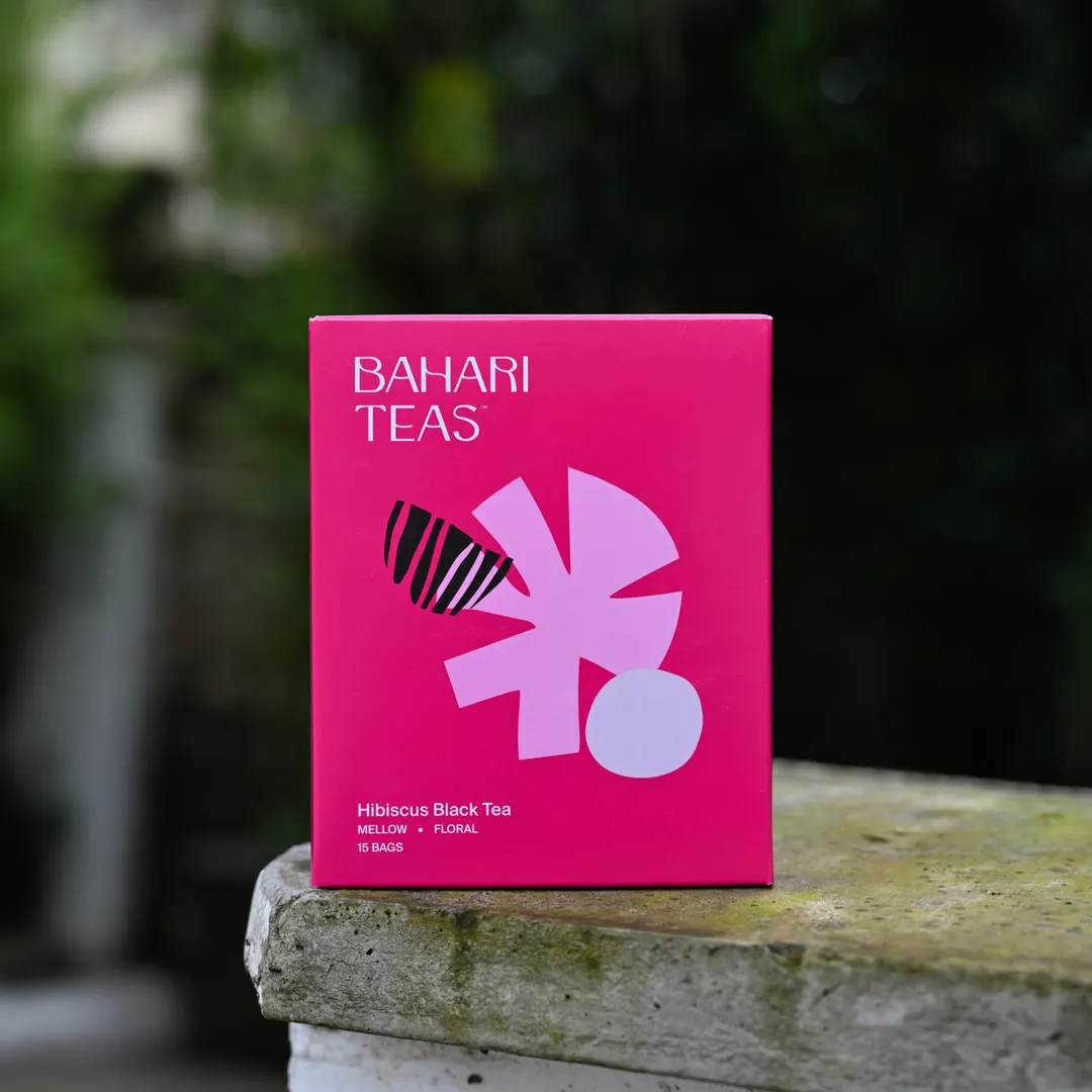 Bahari Teas Premium Kenyan Hibiscus and Strawberry Black Tea Unique and Delicious African Tea (15 Tea Bags)