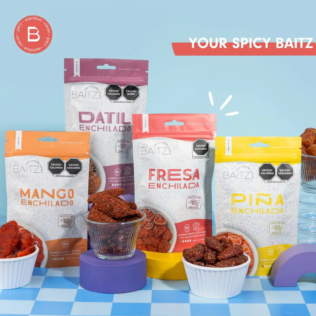 Baitz| Spicy Sweetened Dried Mango Slices 3.5 oz (3 PACK) | Naturally Sweet & Spicy Snack | No Artificial Red Color or Preservatives | Dried Fruit | 100% Natural