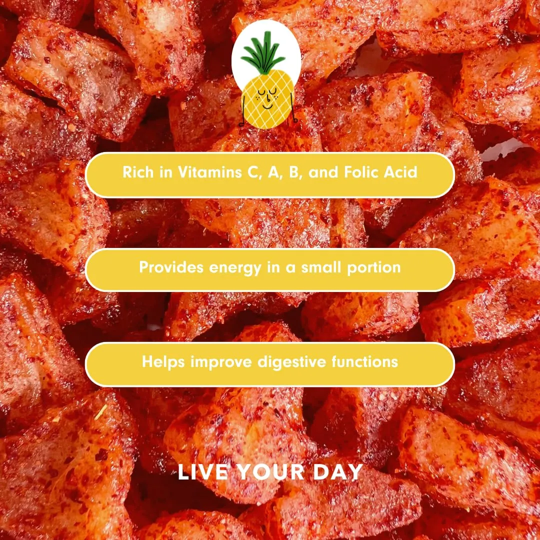 Baitz | Spicy Sweetened Dried Pineapple 3.5 oz (3 PACK) | Naturally Sweet & Spicy Snack | No Artificial Colors or Preservatives | Dried Fruit | 100% Natural