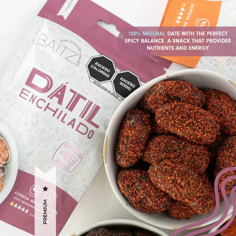 Baitz | Spicy Dried Medjool Dates 3.5 oz (3 PACK) | Naturally Sweet & Spicy Snack | No Artificial Colors or Preservatives | Dried Fruit | 100% Natural | Energetic