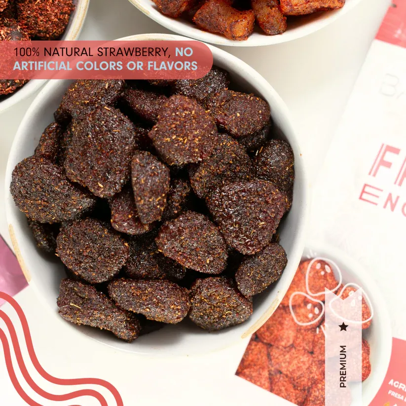 Baitz | Spicy Sweetened Dried Strawberries 3.5 oz (3 PACK) | Naturally Sweet & Spicy Snack | No Artificial Colors or Preservatives | Dried Fruit | 100% Natural