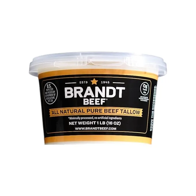 Brandt Beef Tallow - 16oz Tub - 100% Pure Beef Tallow for Cooking