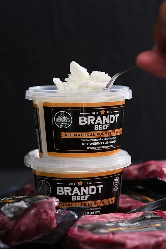 Brandt Beef Tallow - 16oz Tub - 100% Pure Beef Tallow for Cooking