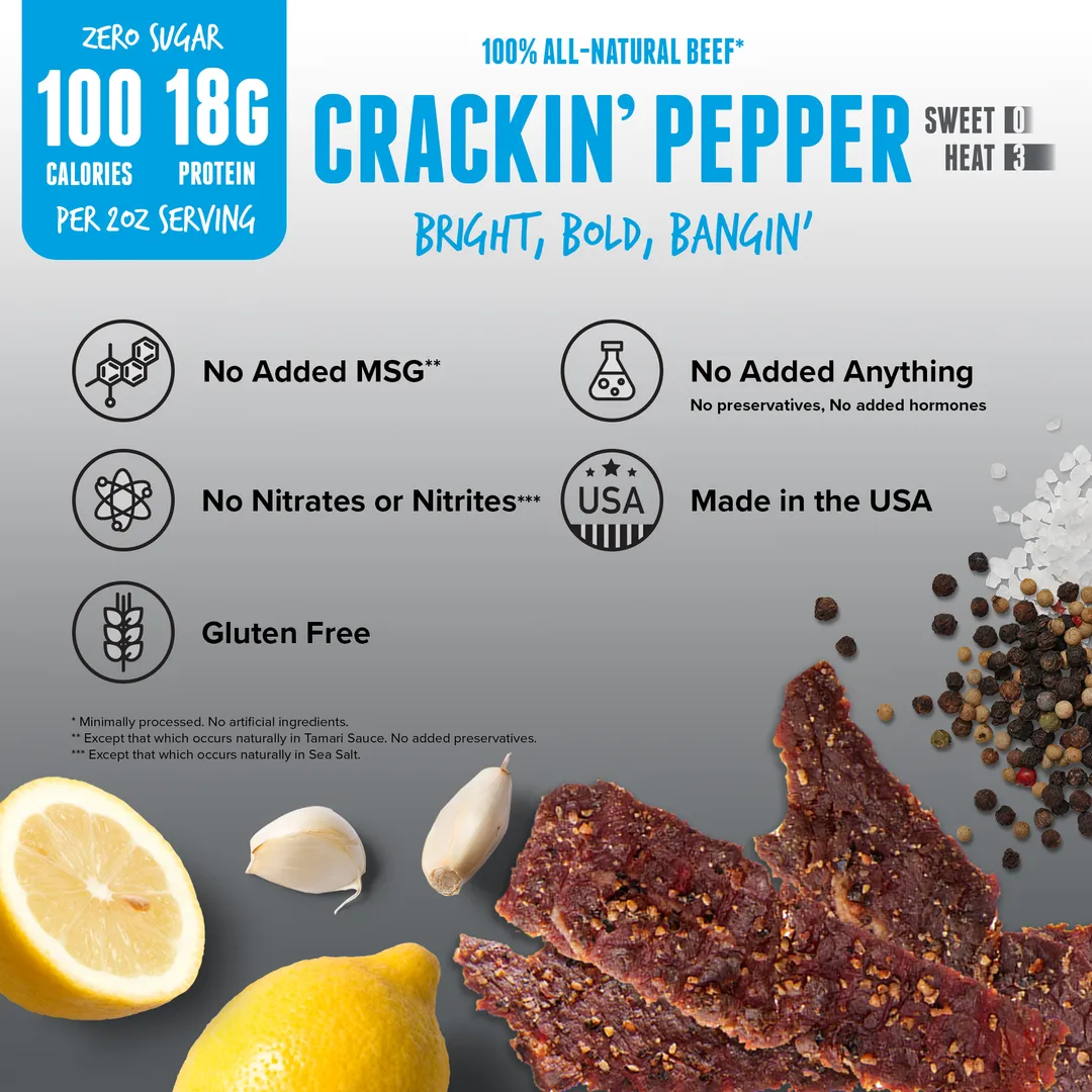 Baja Vida Beef Jerky - 2.0oz Zero Sugar Crackin' Pepper