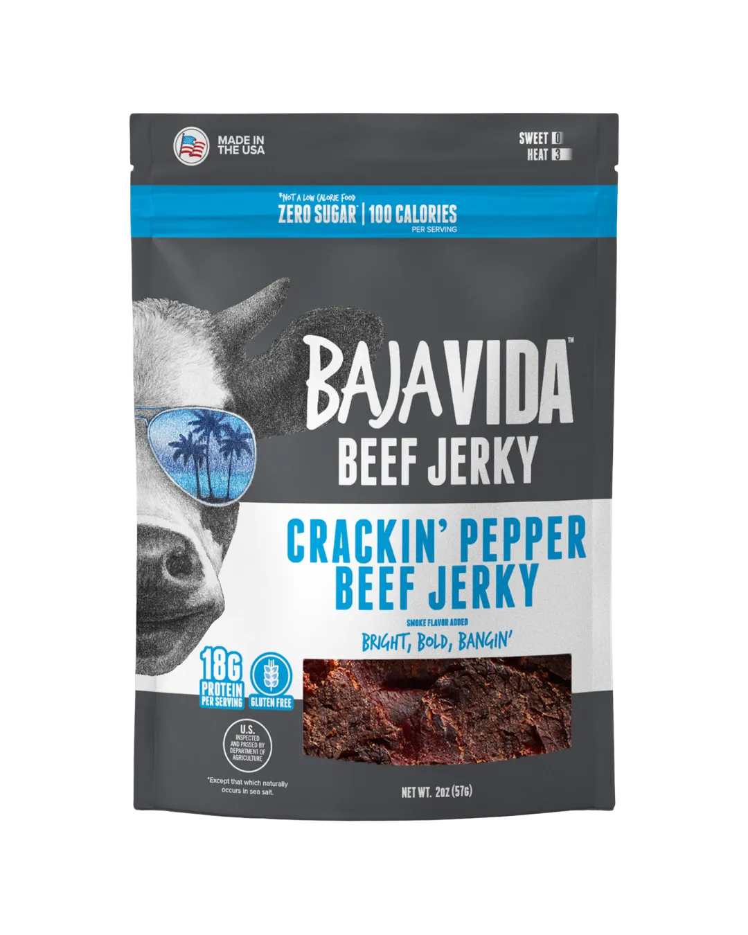 Baja Vida Beef Jerky - 2.0oz Zero Sugar Crackin' Pepper