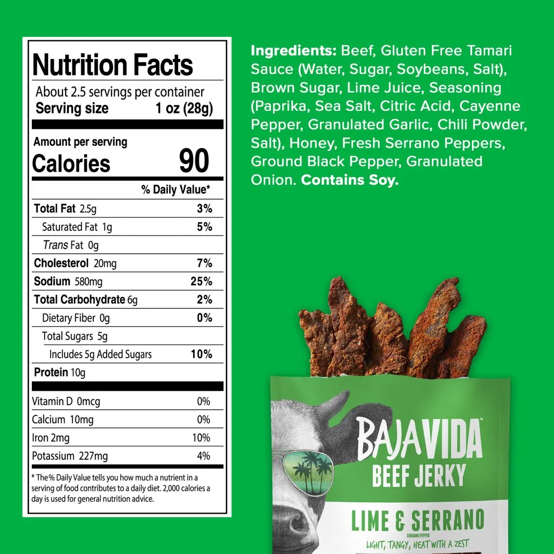 Baja Vida Beef Jerky - 1oz Lime & Serrano Pepper