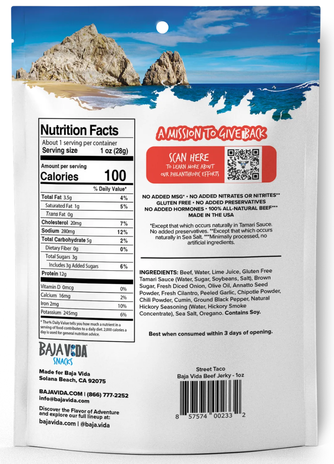 Baja Vida Beef Jerky - 1oz Street Taco