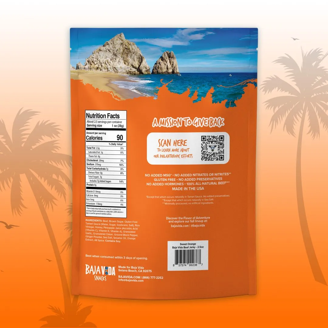Baja Vida Beef Jerky - 2.5oz Sweet Orange