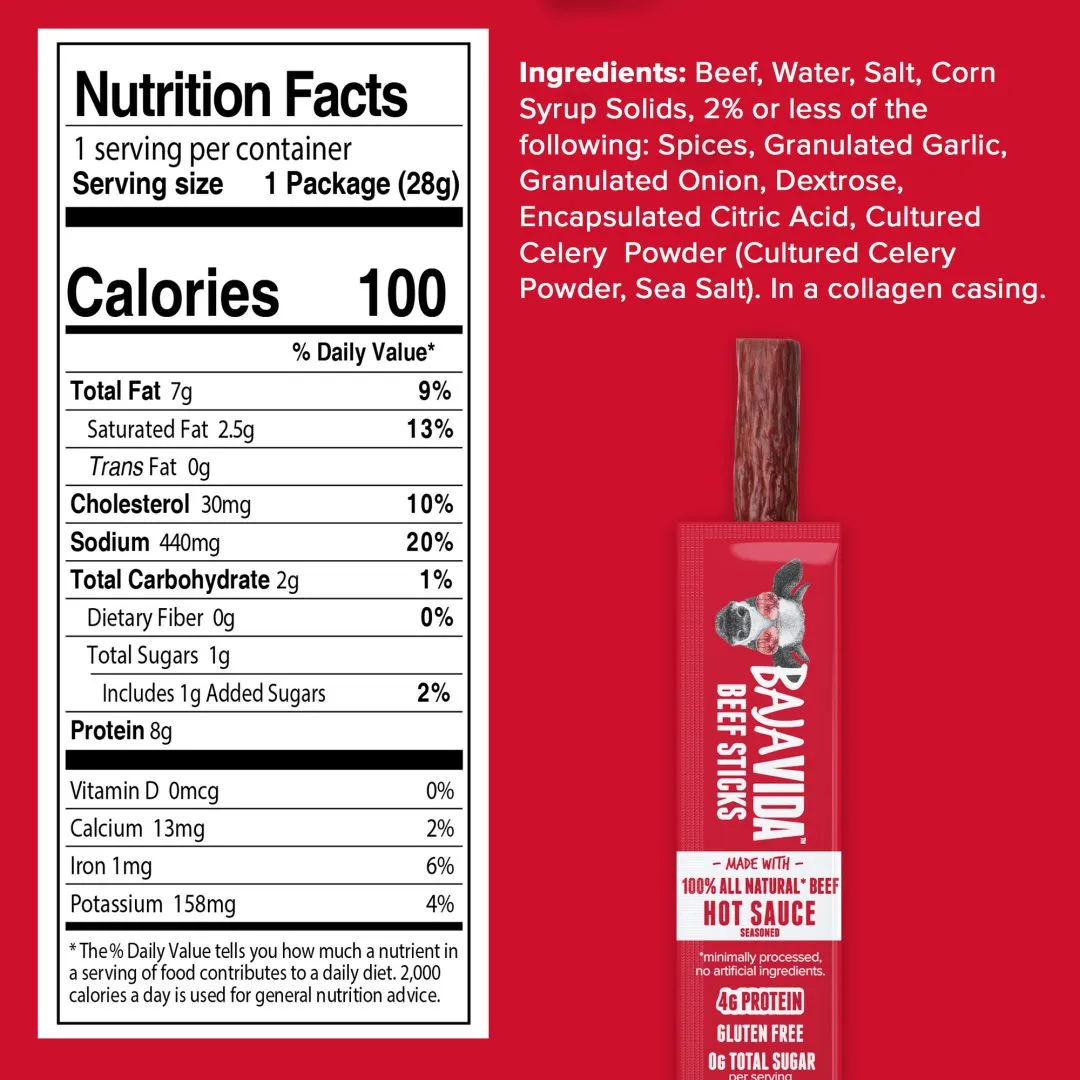 Baja Vida Beef Sticks - 1.0oz Hot Sauce