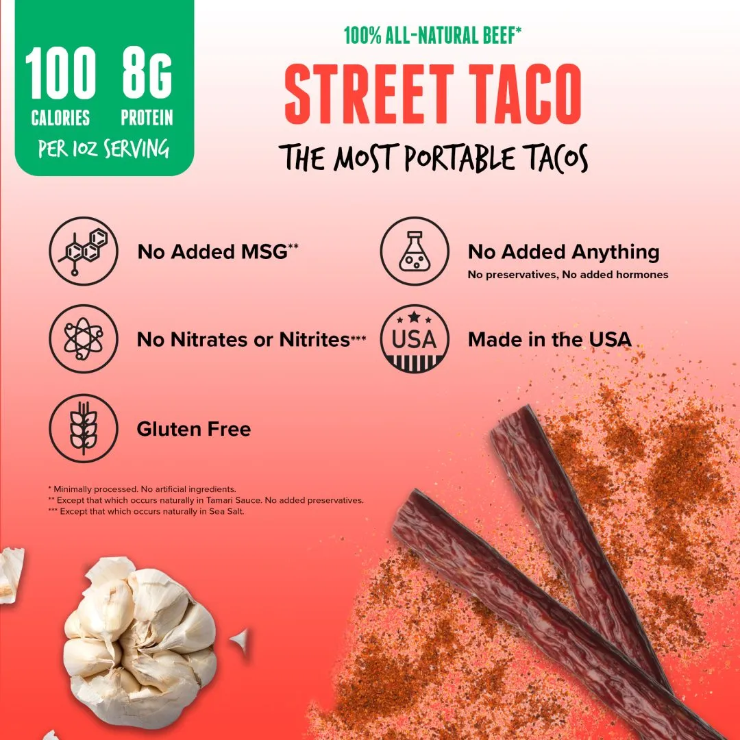 Baja Vida Beef Sticks -  1.0oz Street Taco (16-Pack Caddy)