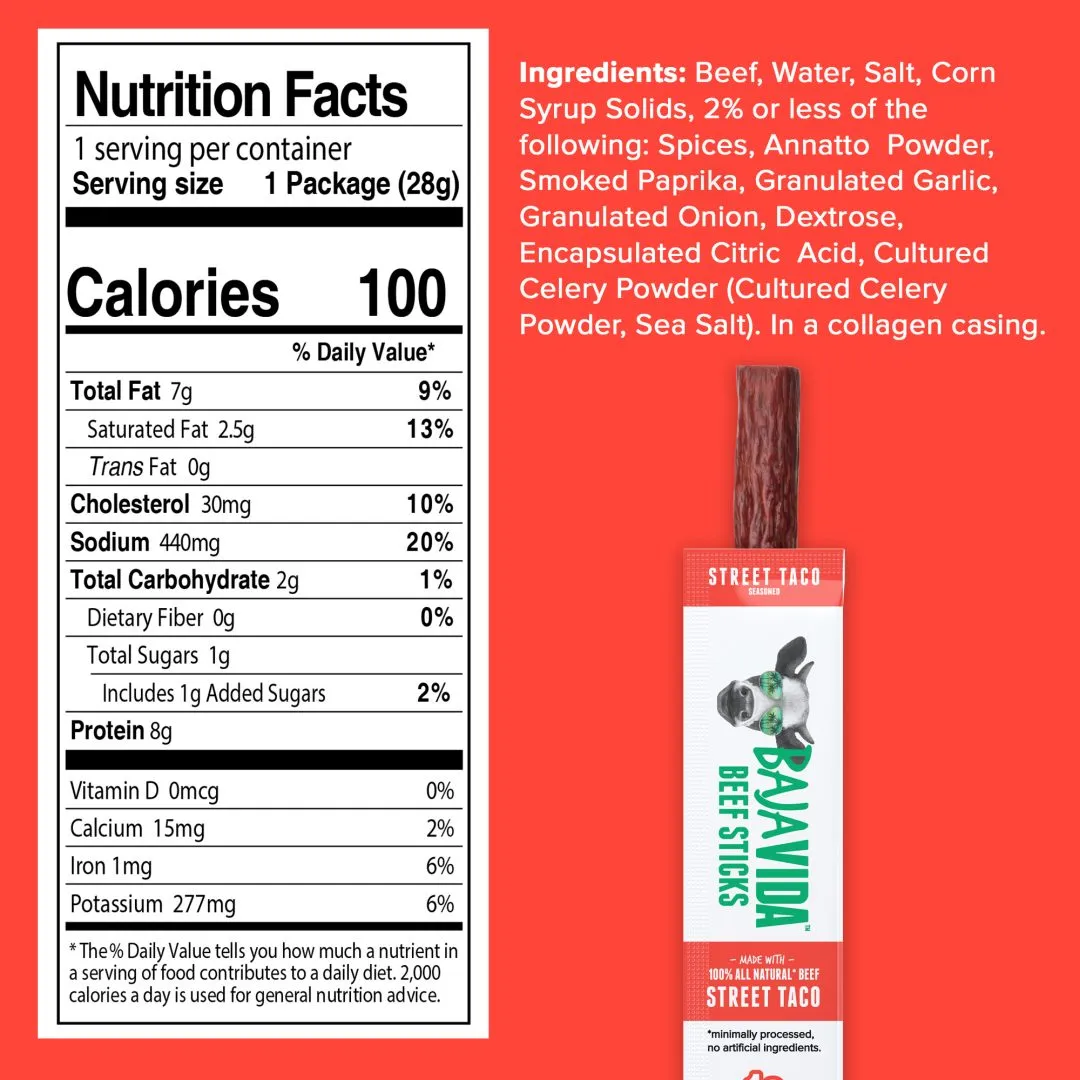 Baja Vida Beef Sticks -  1.0oz Street Taco