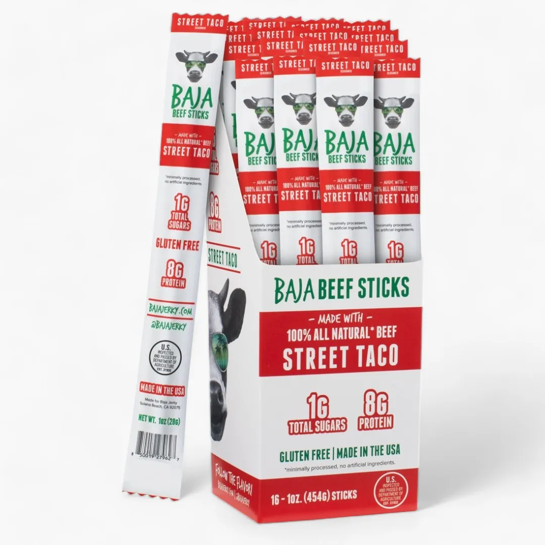 Baja Vida Beef Sticks -  1.0oz Street Taco (16-Pack Caddy)