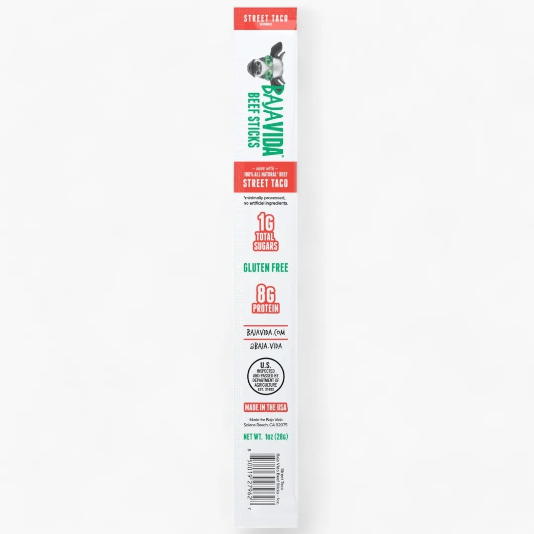 Baja Vida Beef Sticks -  1.0oz Street Taco (16-Pack Caddy)
