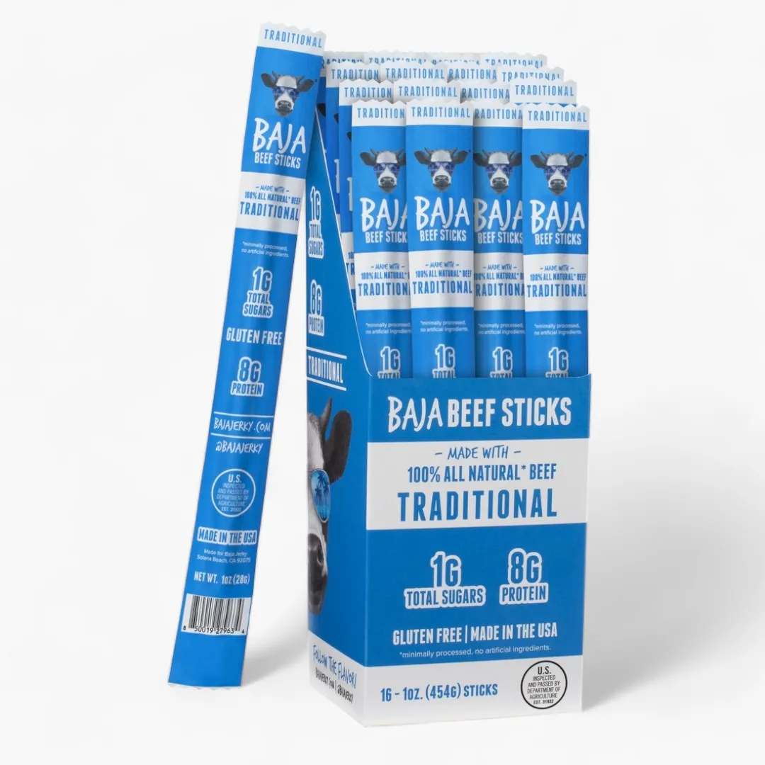 Baja Vida Beef Sticks - 1.0oz Traditional (16-Pack Caddy)