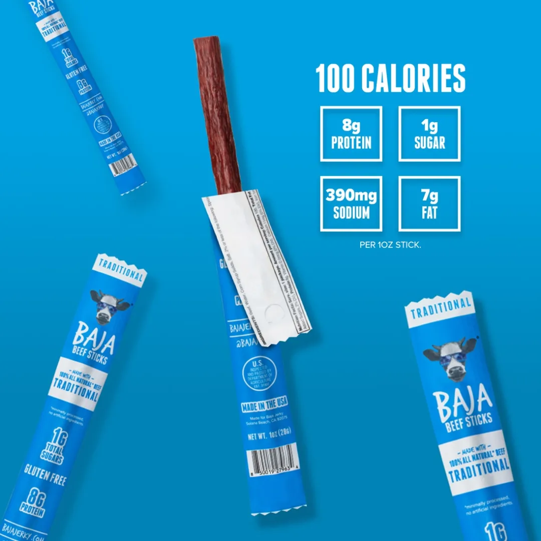 Baja Vida Beef Sticks - 1.0oz Traditional (16-Pack Caddy)