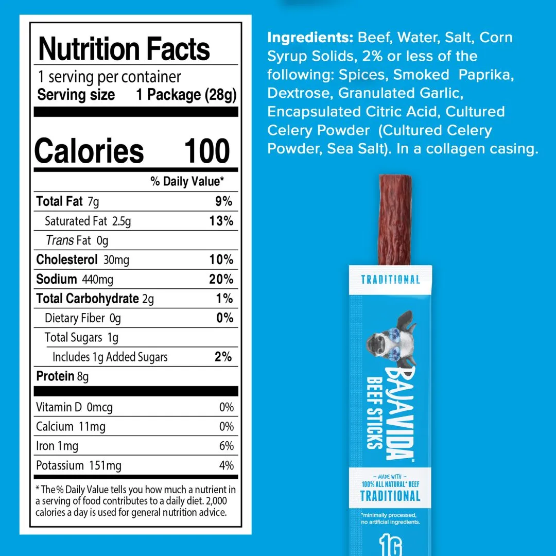 Baja Vida Beef Sticks - 1.0oz Traditional
