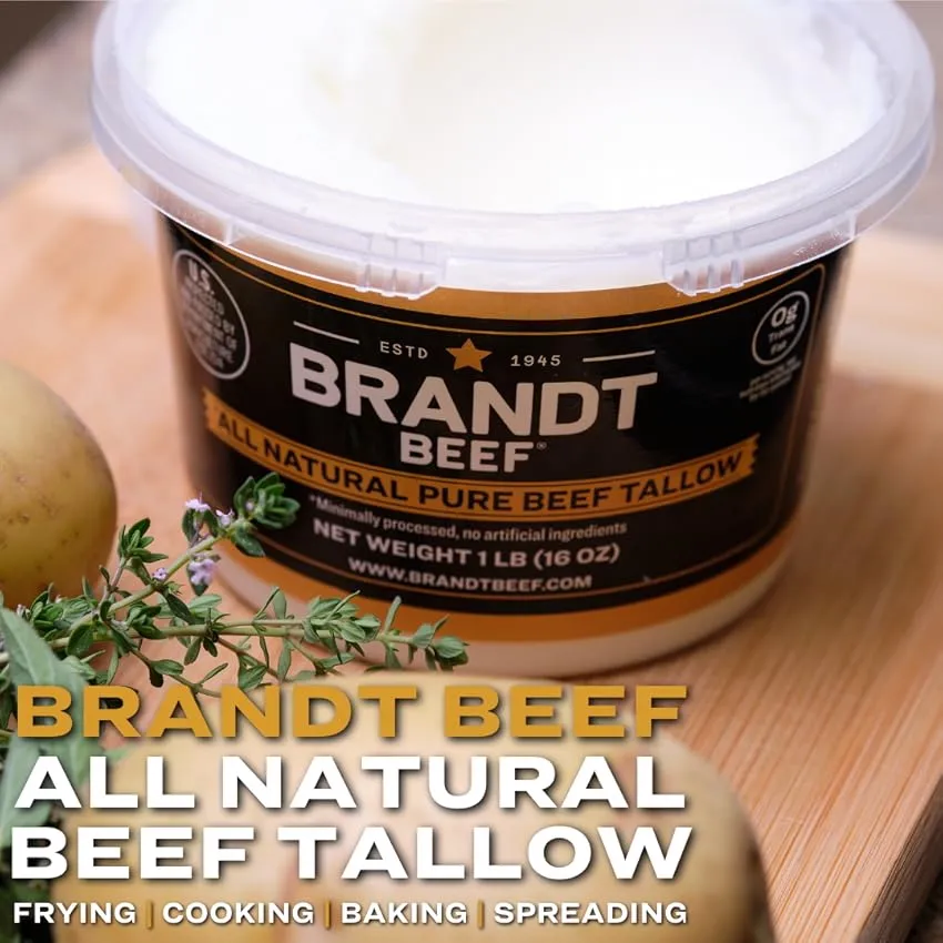 Brandt Beef Tallow - 16oz Tub - 100% Pure Beef Tallow for Cooking
