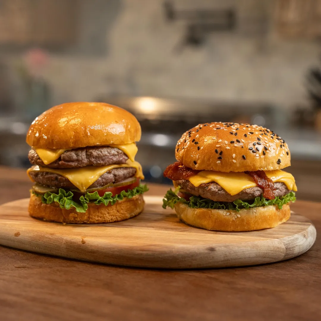 The Brioche Burger Buns w/ Tuxedo Sesame Seeds