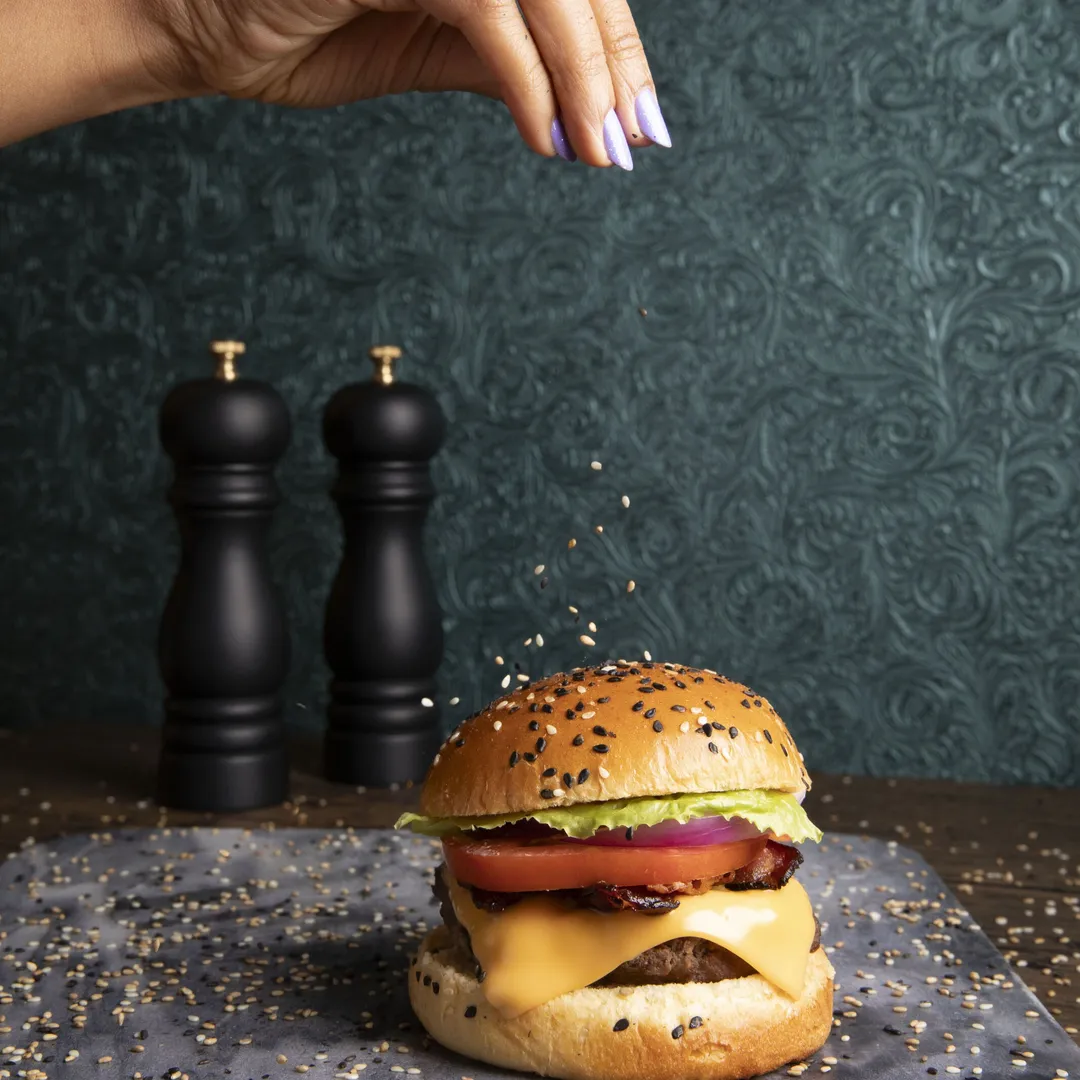 The Brioche Burger Buns w/ Tuxedo Sesame Seeds