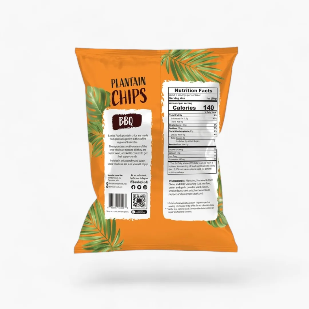 Bamba Foods Naturally Sweet Plantain Chips - Bbq 2.1 oz