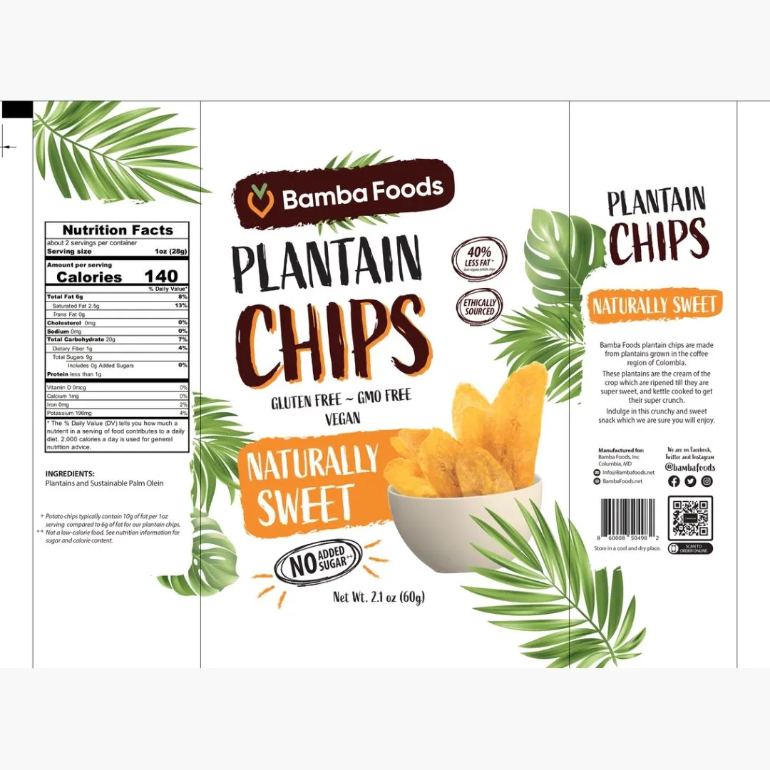 Bamba Foods Naturally Sweet Plantain Chips - Original 2.1 oz