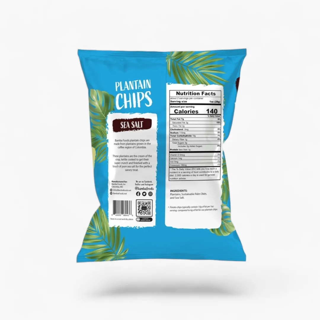 Bamba Foods Naturally Sweet Plantain Chips - Sea Salt 2.1oz