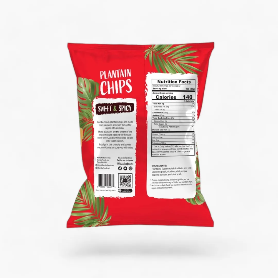 Bamba Foods Naturally Sweet Plantain Chips - Spicy 2.1oz