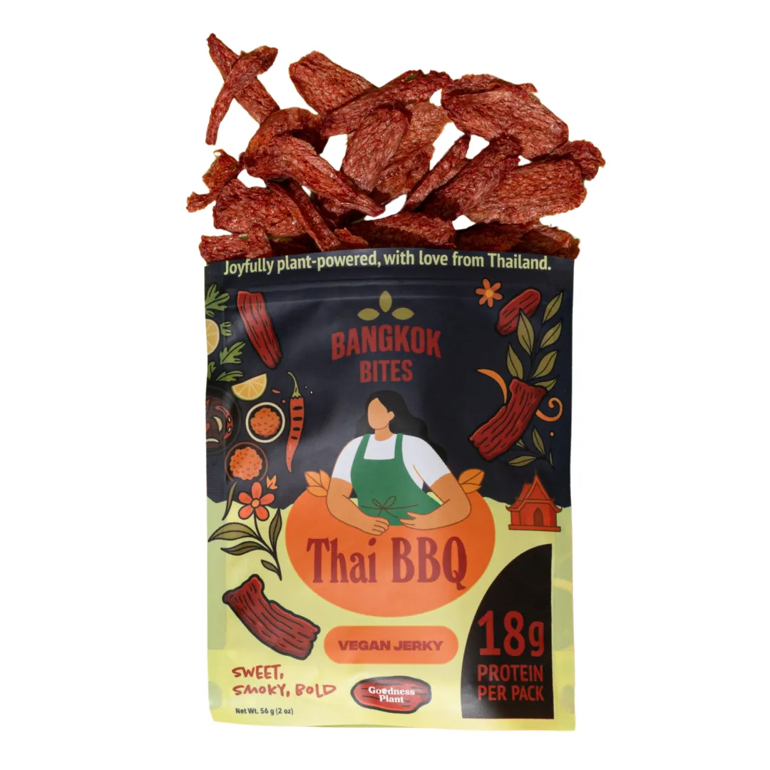 Plant Based Jerky - Thai BBQ (Protein 18g, Low Fat, Vegan, Non-GMO Soy)