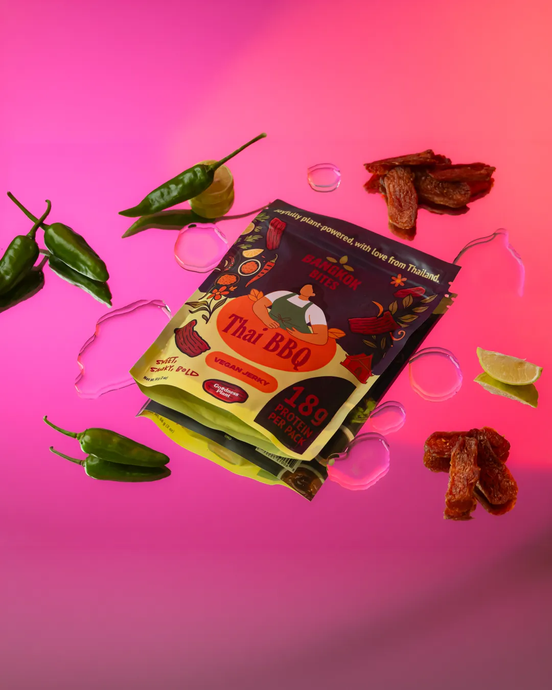 Plant Based Jerky - Thai BBQ (Protein 18g, Low Fat, Vegan, Non-GMO Soy)