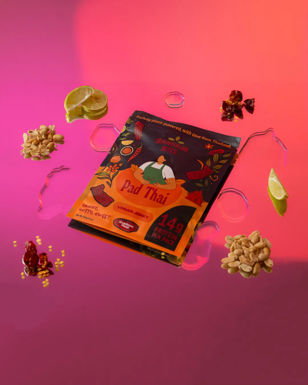 Plant Based Jerky - Pad Thai (Protein 14g, Low Fat, Vegan, Non-GMO Soy)