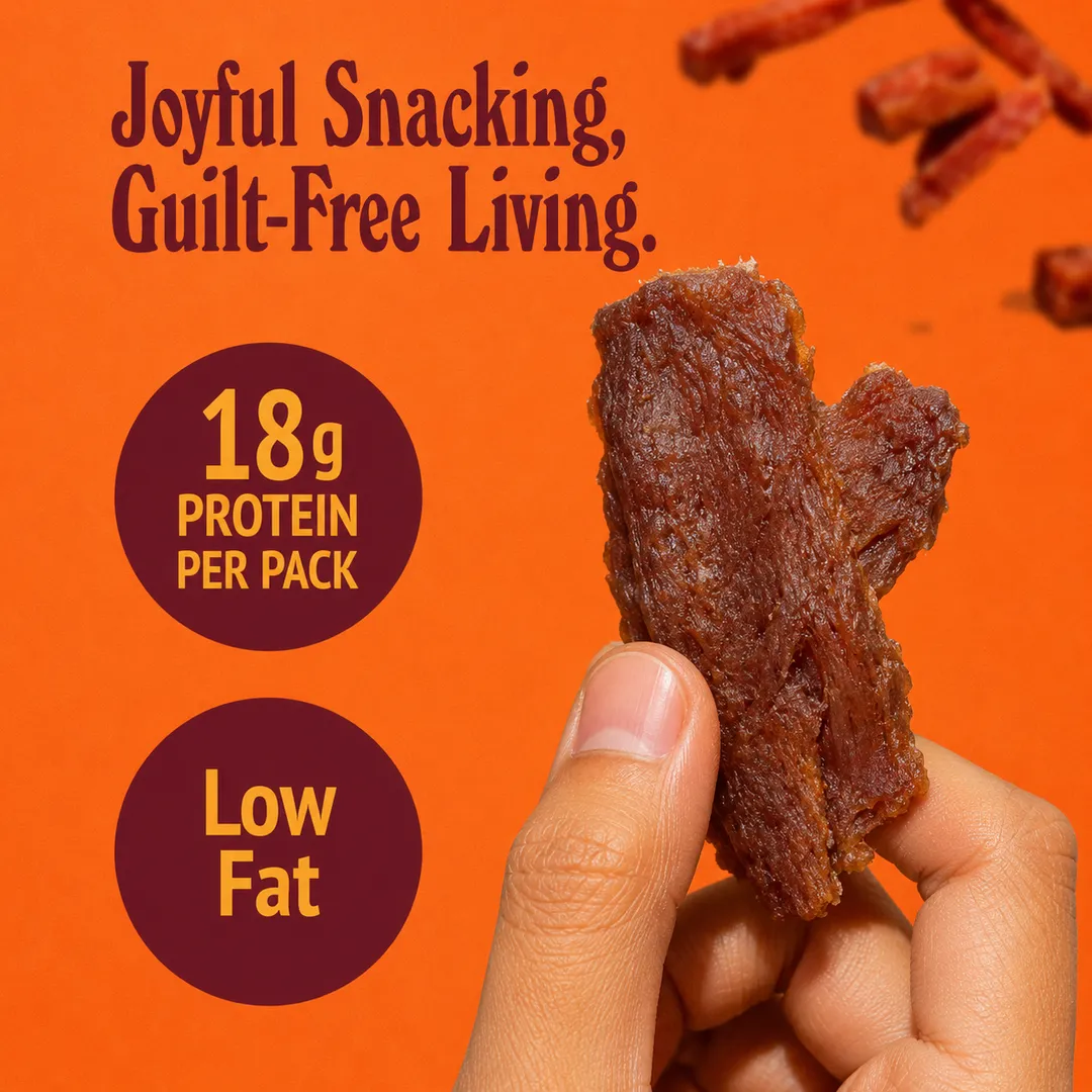 Plant Based Jerky - Thai BBQ (Protein 18g, Low Fat, Vegan, Non-GMO Soy)