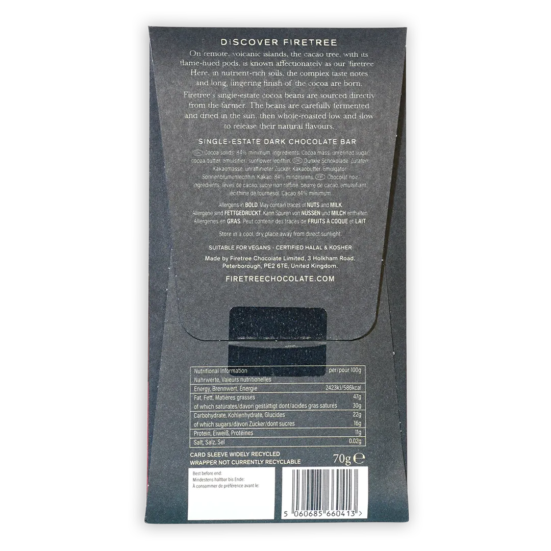 Firetree Dark Chocolate Madagascar 84% (Volcanic Chocolate)
