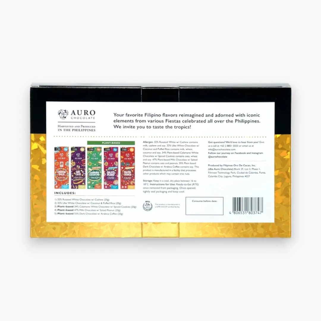 Auro Fiesta Chocolate Gift w/ 5 Mini Bars (Filipino Origin)