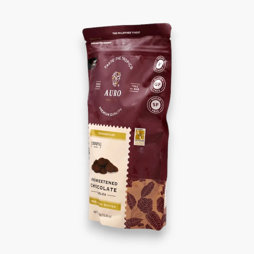 Auro Unsweetened Dark Chocolate Coins 100% (Filipino Origin)