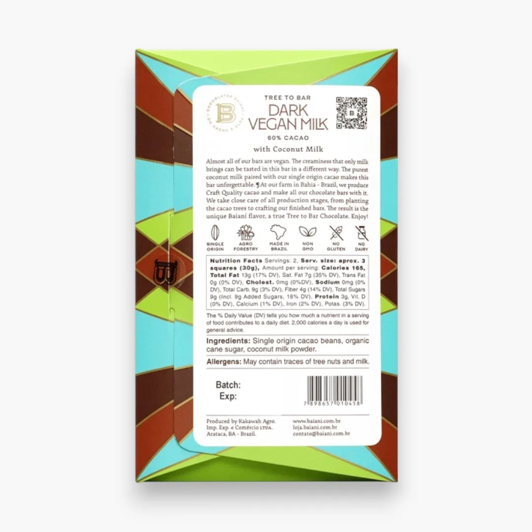 Baiani Vegan Milk Chocolate 60%