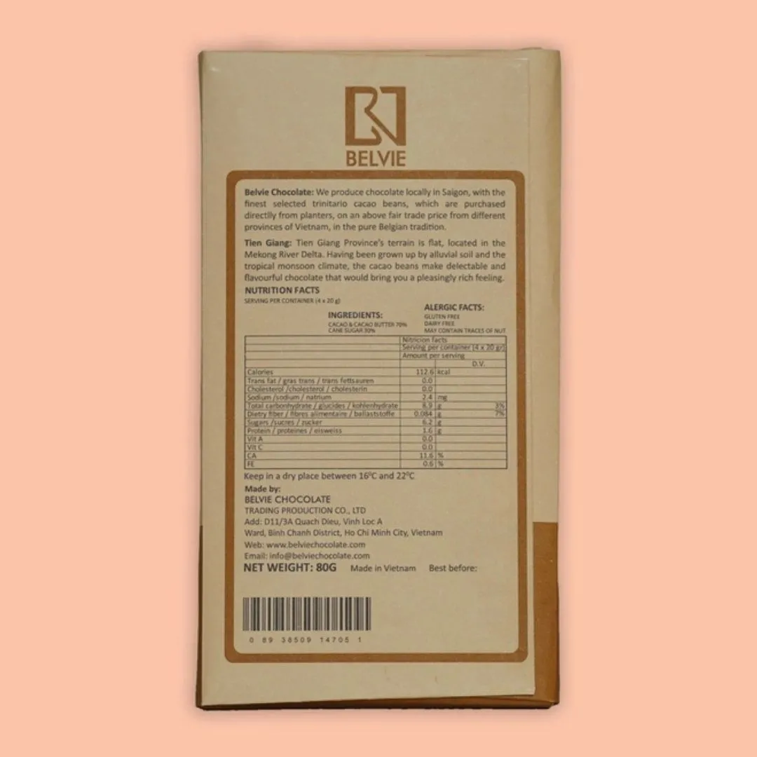 Belvie Dark Chocolate Bar Tien Gang 70% (Single Origin)
