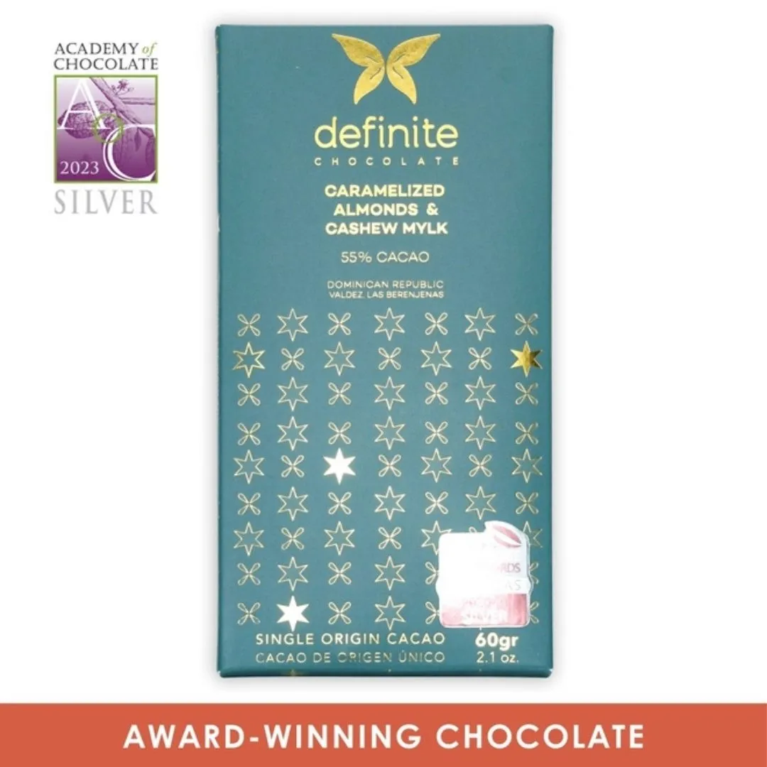 Definite Vegan Milk Chocolate Bar w/ Almonds & Spices 55%