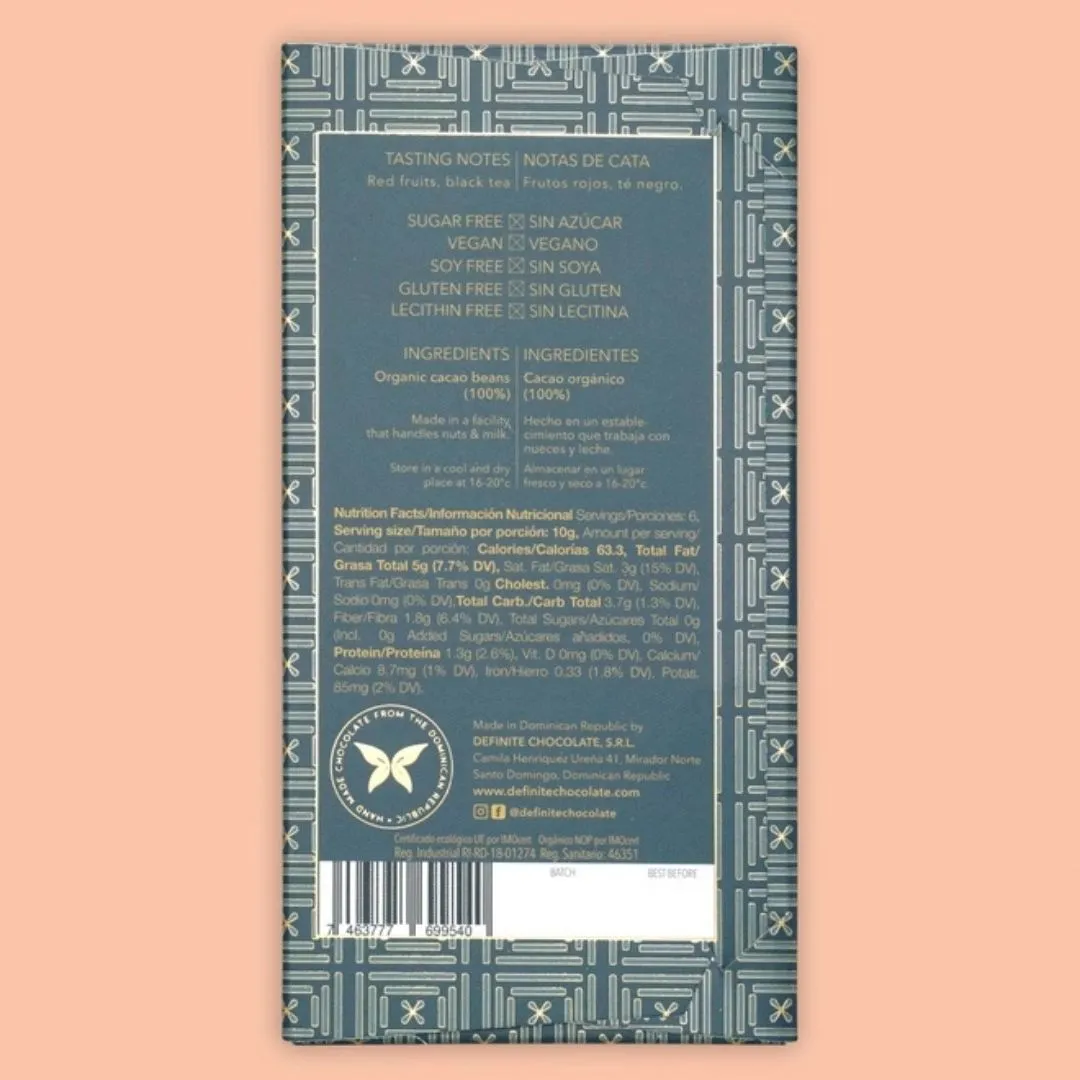 Definite Zorzal Dark Chocolate Bar 100% (Single Origin)