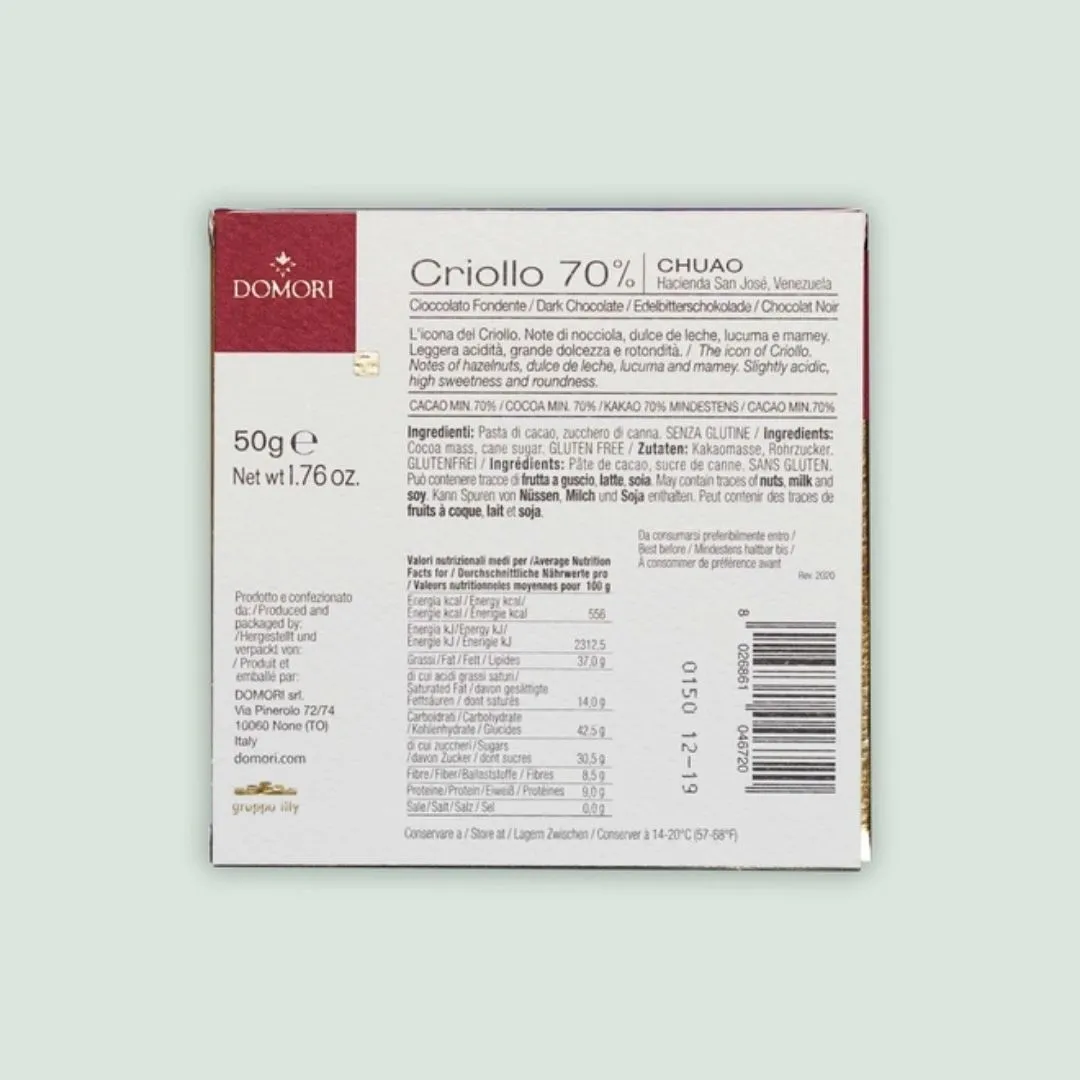 Domori Criollo Dark Chocolate Bar Chuao 70% (from Italy)