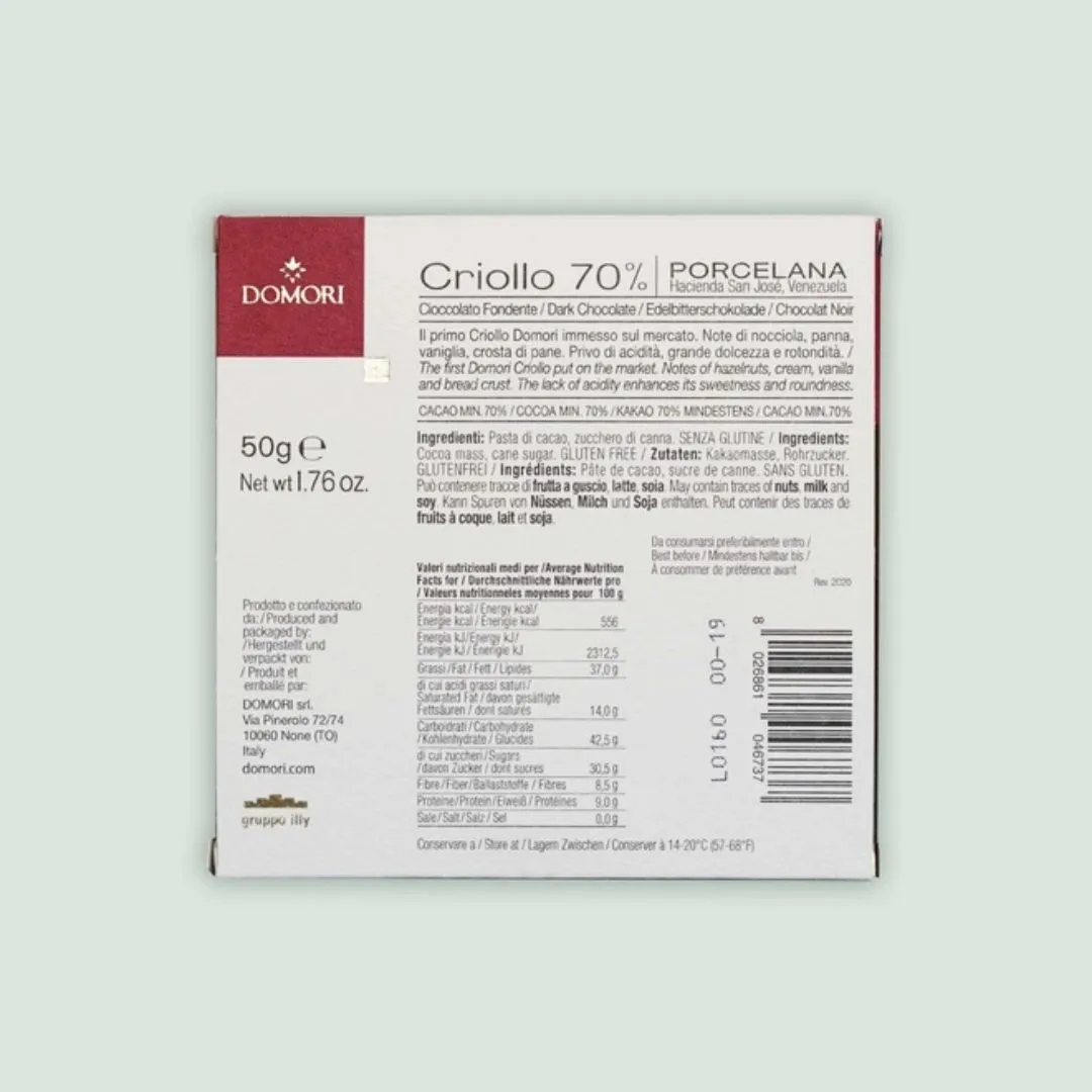 Domori Criollo Dark Chocolate Bar Porcelana 70% (from Italy)