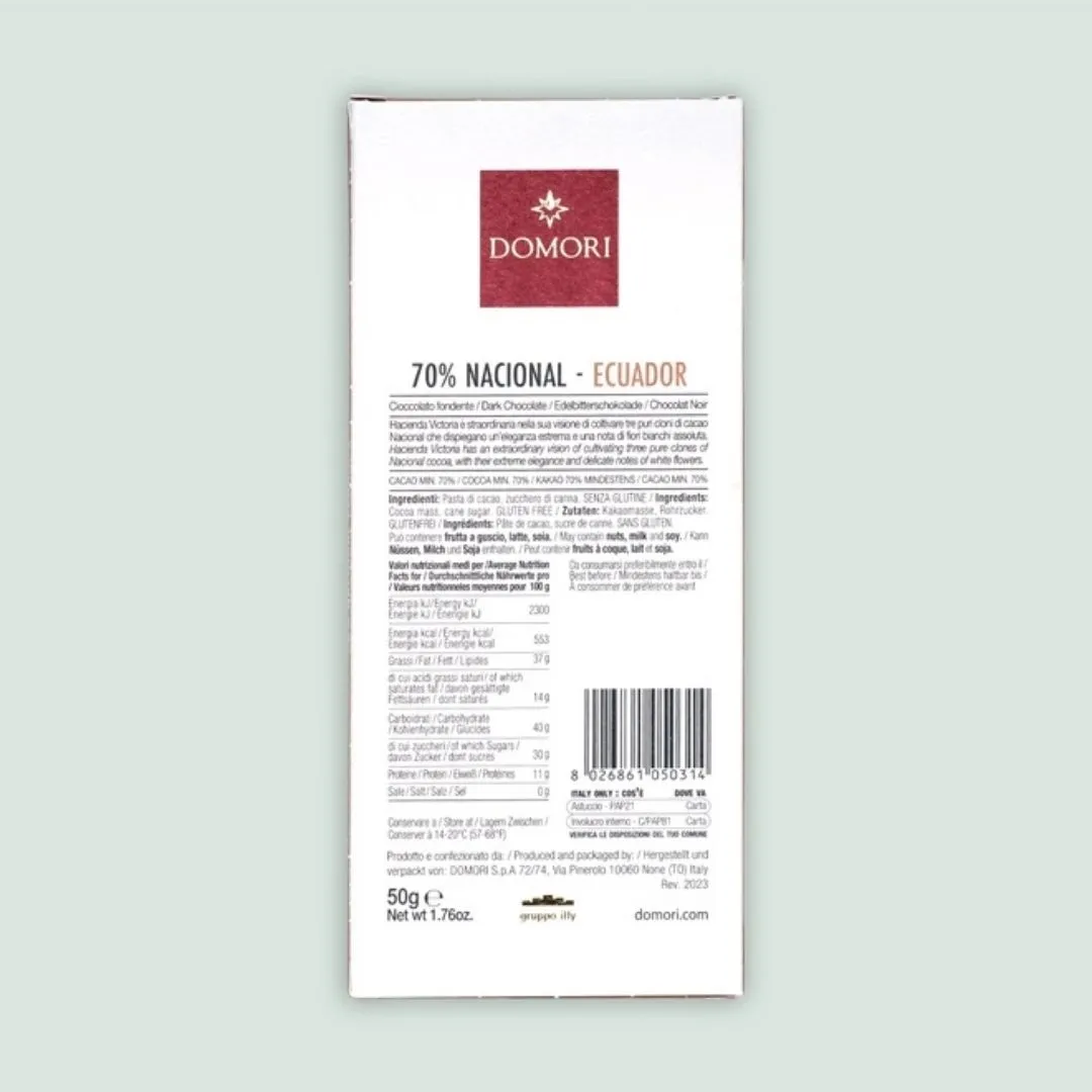 Domori Dark Chocolate Bar Nacional Ecuador 70% (from Italy)