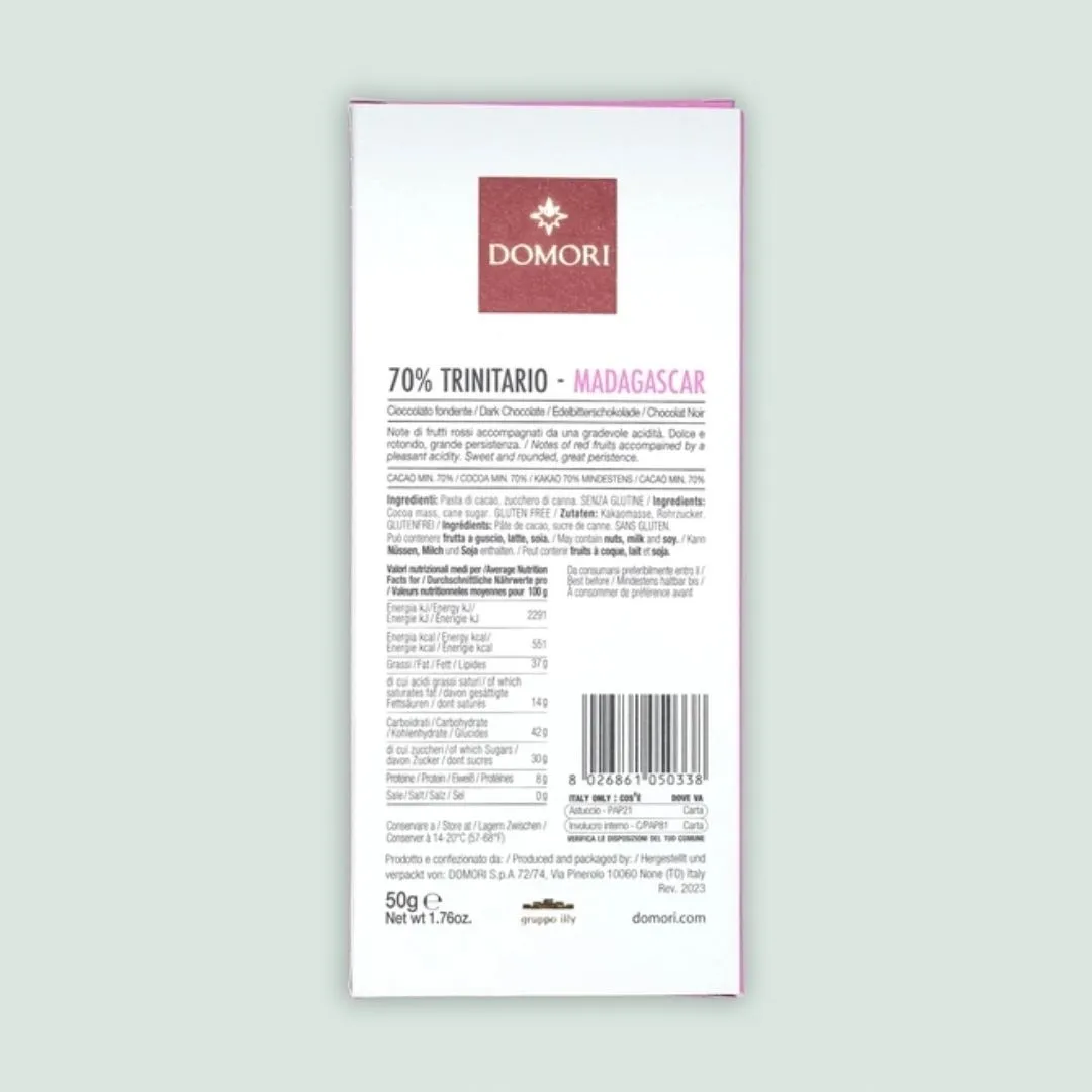 Domori Dark Chocolate Bar Trinitario Madagascar 70%