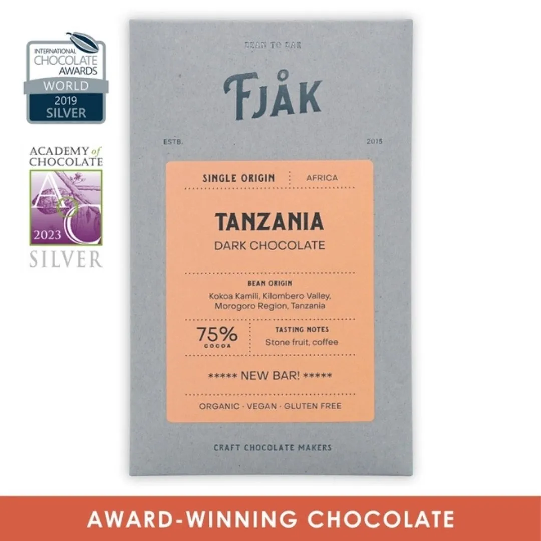 Fjak Dark Chocolate Bar Tanzania 75% (Organic)
