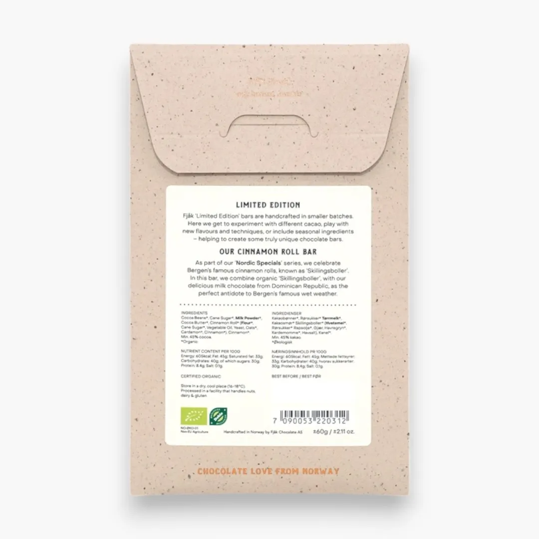 Fjåk Cinnamon Roll Milk Chocolate 45% (Nordic)