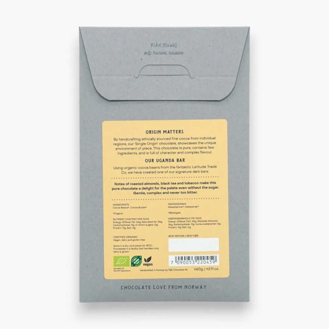 Fjåk Dark Chocolate Bar Uganda 100% (Organic)